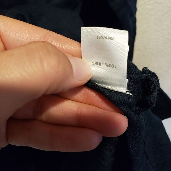 J Jill Tunic Womens Medium Navy Blue Love Linen Round Neck Tie Hem Split M - Picture 5 of 11